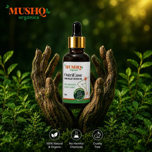 OstriEase Herbal Pain Relief Oil – 30ml | Natural Joint & Muscle Relief by MUSHQ Organics