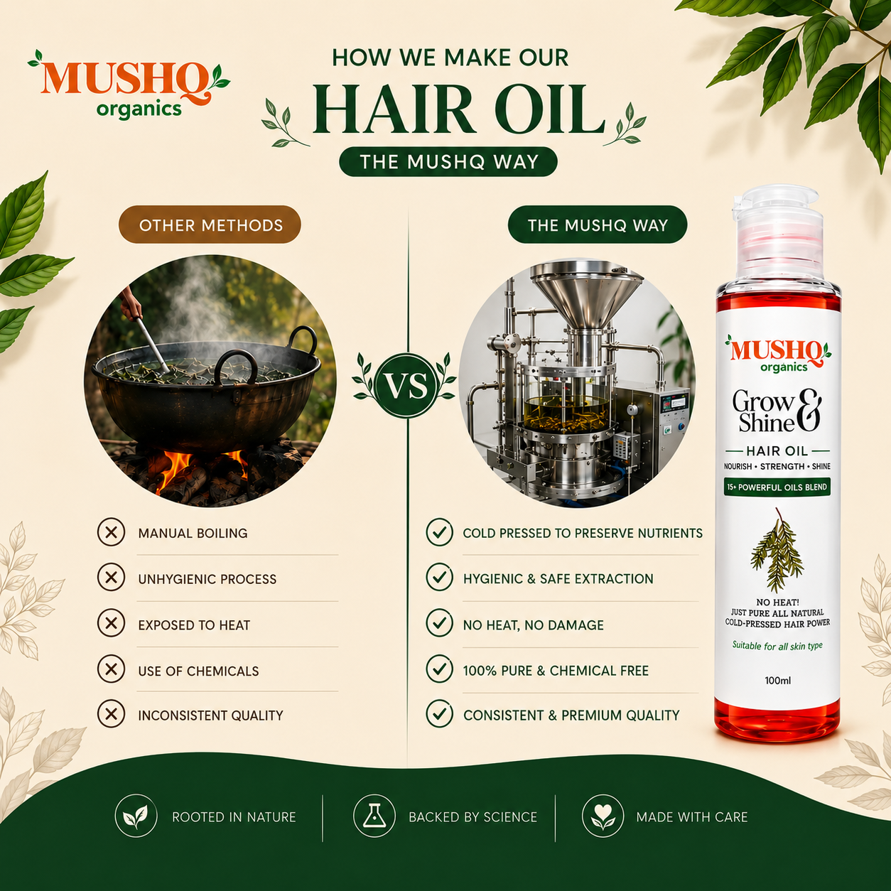 MUSHQ Grow & Shine Hair Oil – Nourish, Strength & Shine